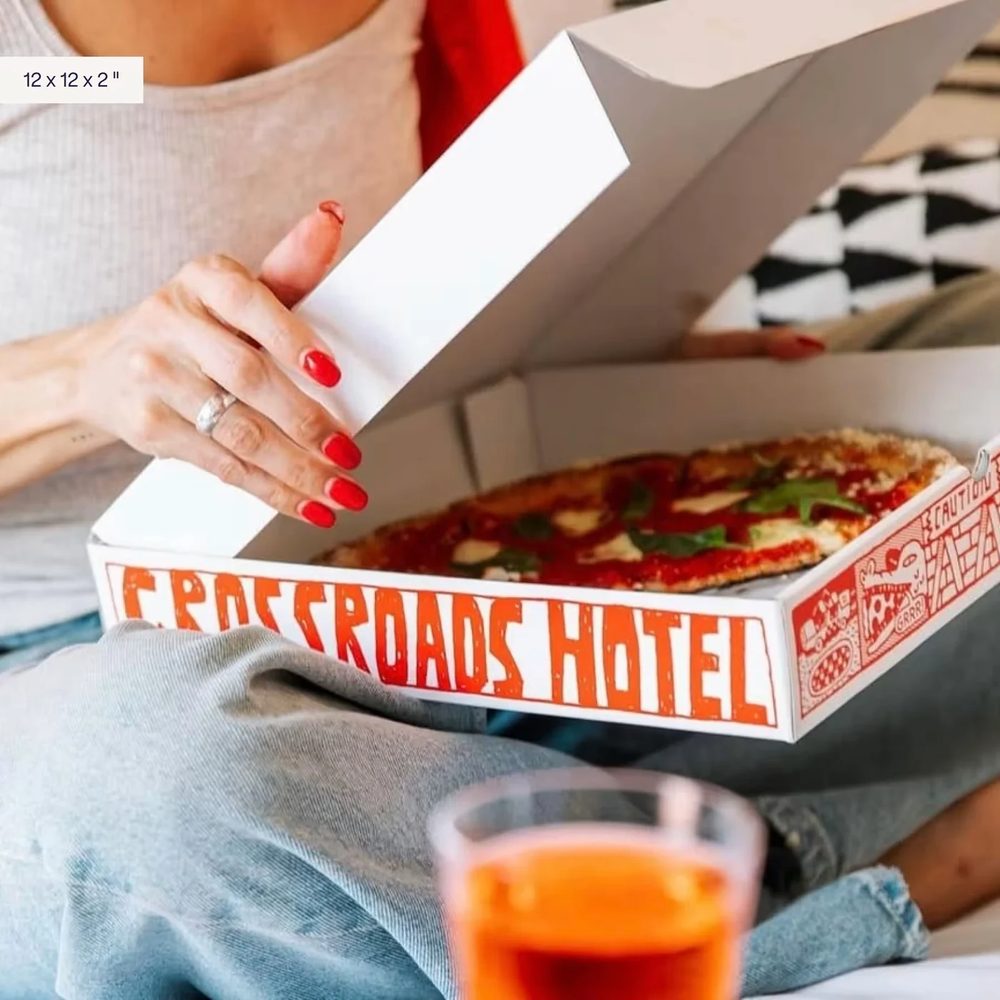 Baskılı beyaz pizza kutusu