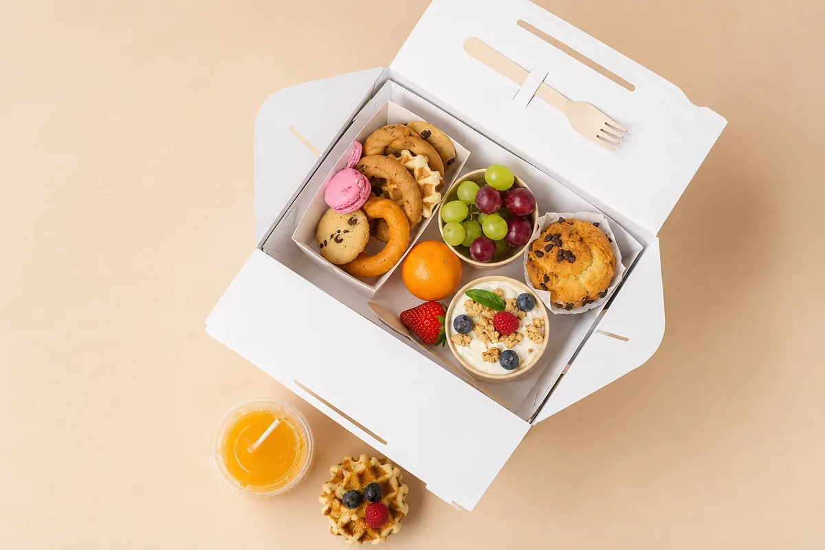 İç düzenlemeli beyaz takeaway kutusu